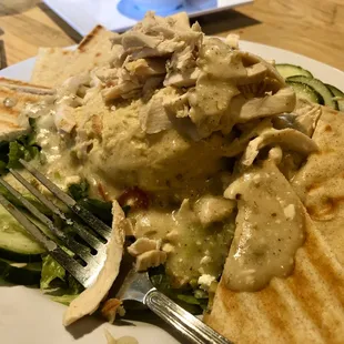 Big Greek salad with chicken