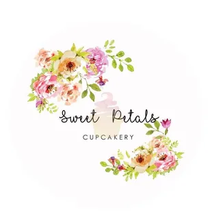 a cupcake surrounded by flowers