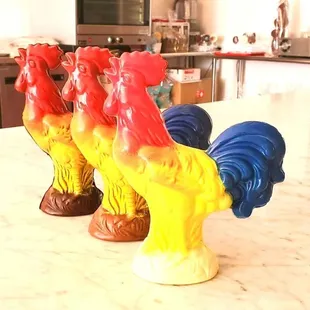 Hand painted large filled roosters