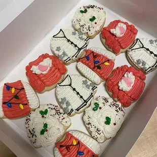 a box of decorated cookies