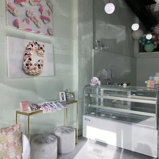 a display of a pastry shop