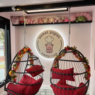 two hanging chairs