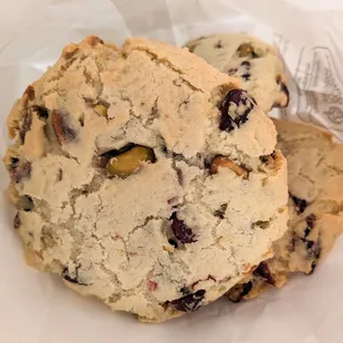 seasonal item: cranberry pistachio cookies
