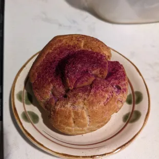 Non-routine item: ube cream puff.