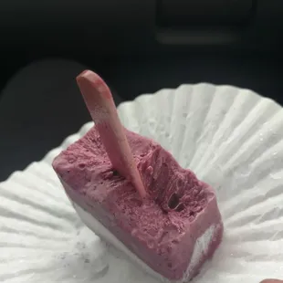 Sorry, ate most of it before I thought to take a picture. :) This is the Blueberry Lavender flavor! Delicious!