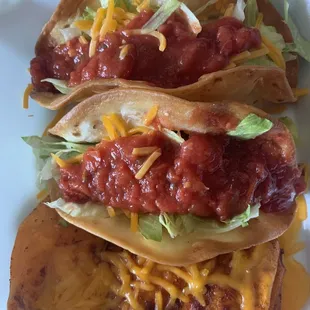 Fried Flour Tacos &amp; Enchilada