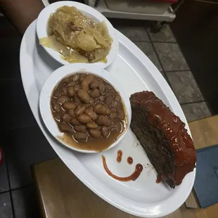 meatloaf, pinto beans, cabbage