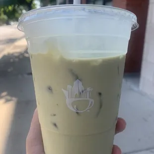 Creamy ice oat milk matcha