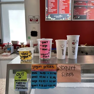 a display of frozen yogurt items