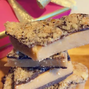 a stack of candy bars