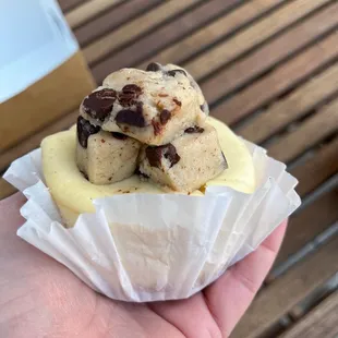 Gluten free cheesecake with cookie dough on top!