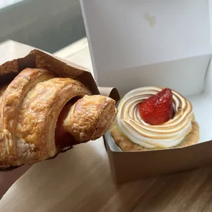 Croissants and Strawberry lemon tart