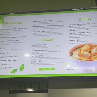 Menu as of 4/26/22