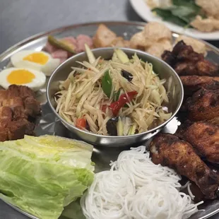 Sweet Rice Platter  Papaya salad Thai or Lao style
