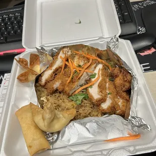 Crispy chicken fried rice