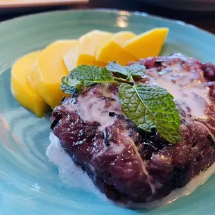 Mango black rice with sweet coconut sauce