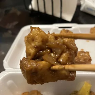 Tofu pieces clumped together