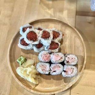 Spicy Tuna Roll, Yellowtail Roll.
