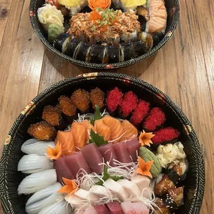 sashimi, sushi and sashimi, sushi, food