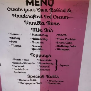 Menu, what would you mix in? Anything goes