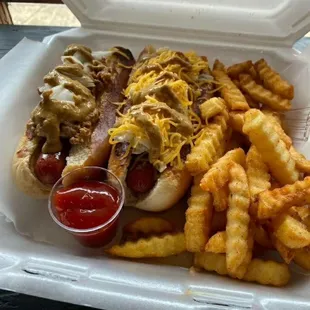 hotdogs and fries