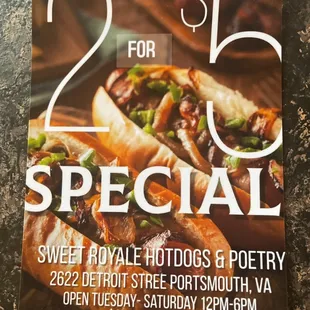 The flyer from the restaurant.