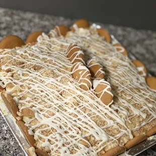 a cake with icing on top