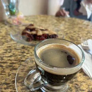Coffee and cherry pie