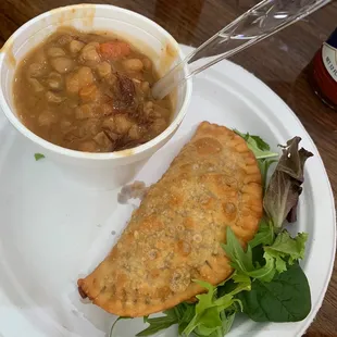 Empanada and soup