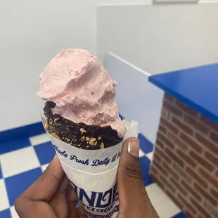 Strawberry ice cream.