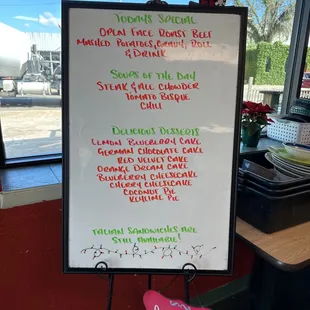 a menu for a restaurant
