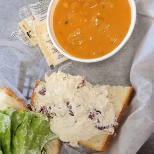 Outlaw Chicken Salad and soup Half sandwich w soup combo
