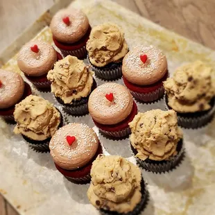 Red Velvet with whipped chocolate and Chocolate Cookie Dough