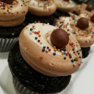 Chocolate Malted Milkshake - chocolate malted cake topped with vanilla and chocolate malted swirled buttercream