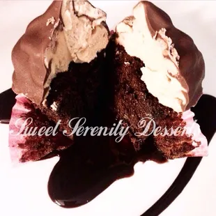 Chocolate fudge and Peanut butter cupcakes with Chocolate Shell Coating