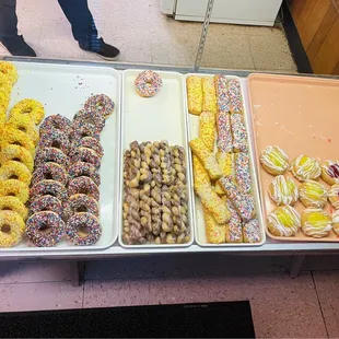 Assorted donuts in right side case