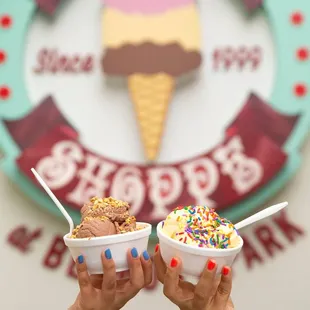 two bowls of ice cream with sprinkles