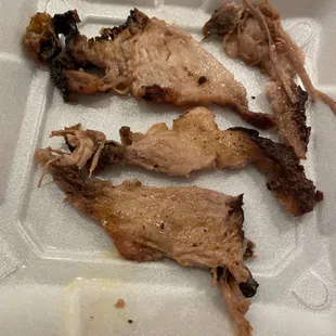 This is the fat off of 4 slices of brisket.  Literally over half of the serving.