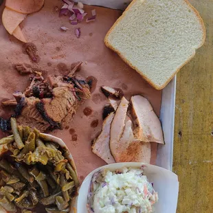 2 meal combo, spicy green beans and Cole slaw