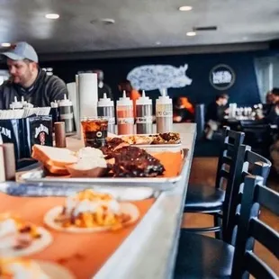 chicken wings and fried chicken, interior