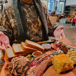 Happy man with platter