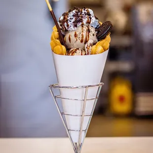 Bubble Waffle Ice Cream Cone