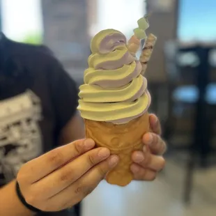 Matcha Taro Cone