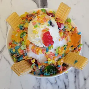 Gummy Bing-su loaded with Fruiti Pebbles, Gummy Bears and Ice Cream!