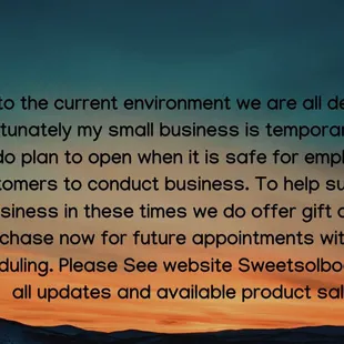 Updates for temporary closure
