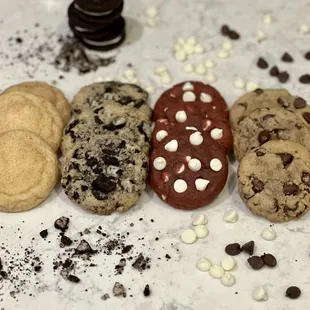 a variety of cookies on a table