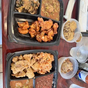 chicken wings and fried chicken, interior