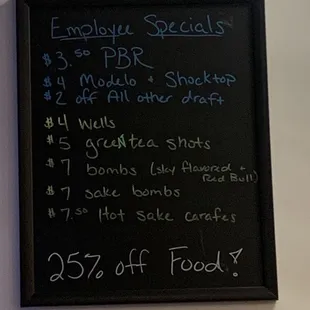 Employee Specials board