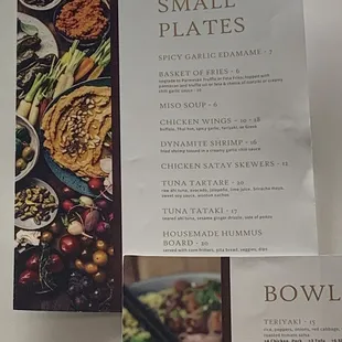 Small plates menu