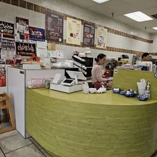 a woman at the counter